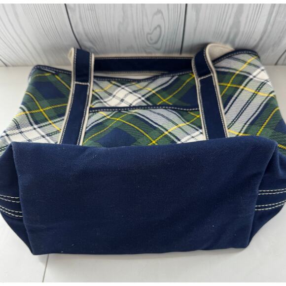 VTG Lands End CANVAS TOTE BAG Red Holiday Bird Floral LARGE Pocket Zipper - Picture 4 of 8